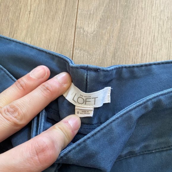 LOFT Washed Blue Cropped Cargo-Style Pants - Picture 3 of 9